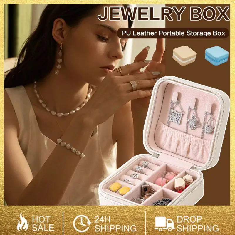 Jewelry Box, Women Portable Travel Jewelry Organizer Box Makeup Cosmetic  Case Storage Bag for Necklace Chain Bracelet Watch Earring Mirror