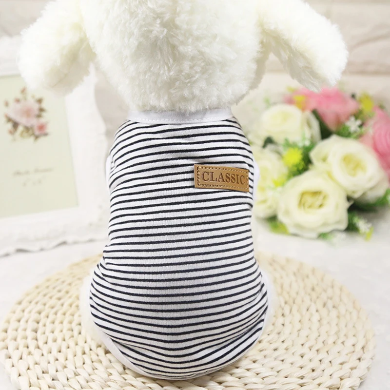 Классический Полосатый хлопковый жилет одежда для маленьких собак кошек летняя