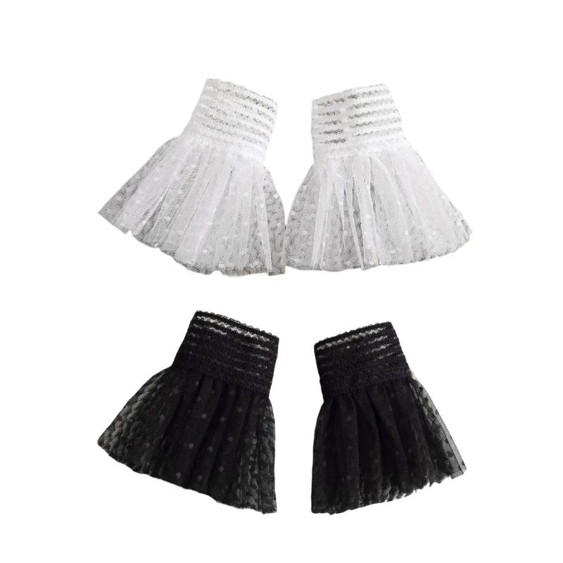 

Retro Pleated Flare Sleeve Cuffs White Black Sweater Removable Cuff Detachable Wrist Cuff Wedding Dress Accessory