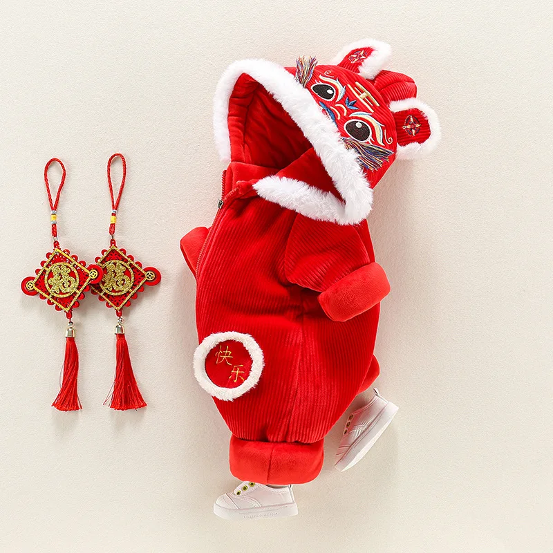 Традиционная китайская Новогодняя одежда комбинезон для новорожденных зимняя