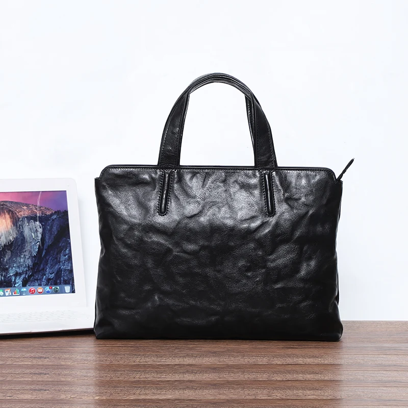 Мужской тонкий портфель из натуральной кожи