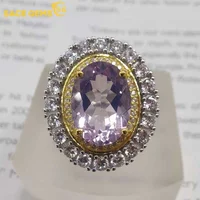 SACE GEMS Luxury Jewelry 925 Sterling Silver 10*14MM Lavender Kunzite Rings for Women Wedding Engagement Fine Jewelry Gift