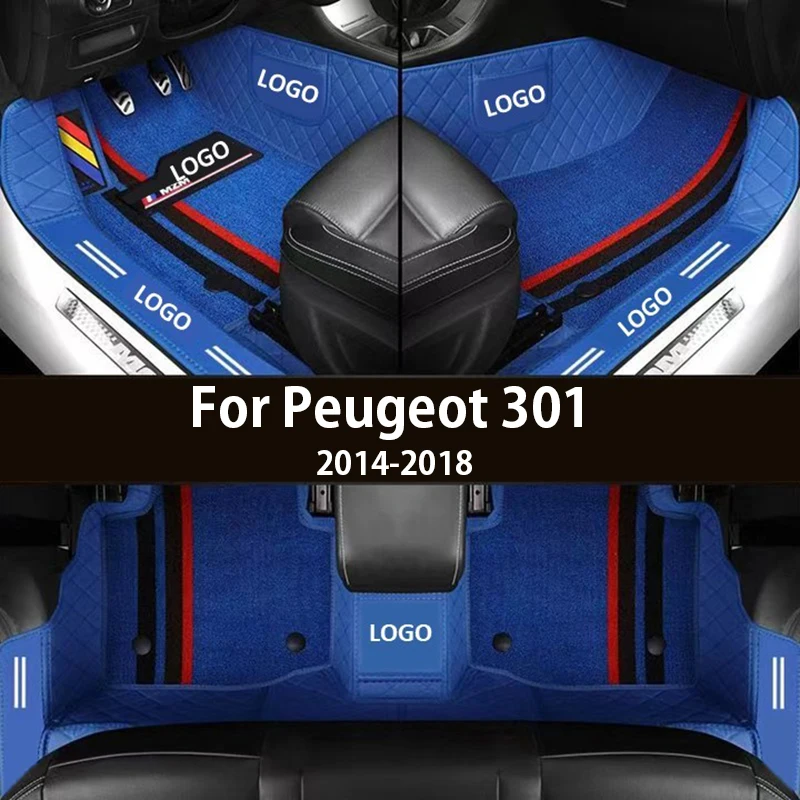 

Custom High Quality Leather Car Floor Mats For Peugeot 301 2014-2018 Interior Accessories Carpets Car Styling Rug