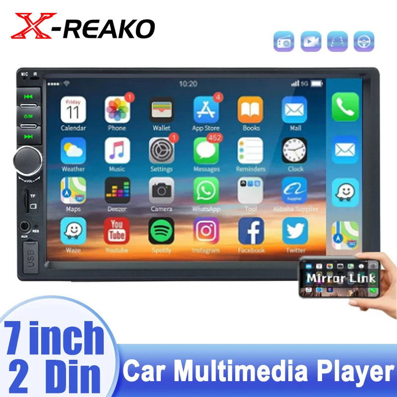 X-REAKO 7018B Автомагнитола 2Din 7-дюймовый автомобильный радиоприемник с сенсорным