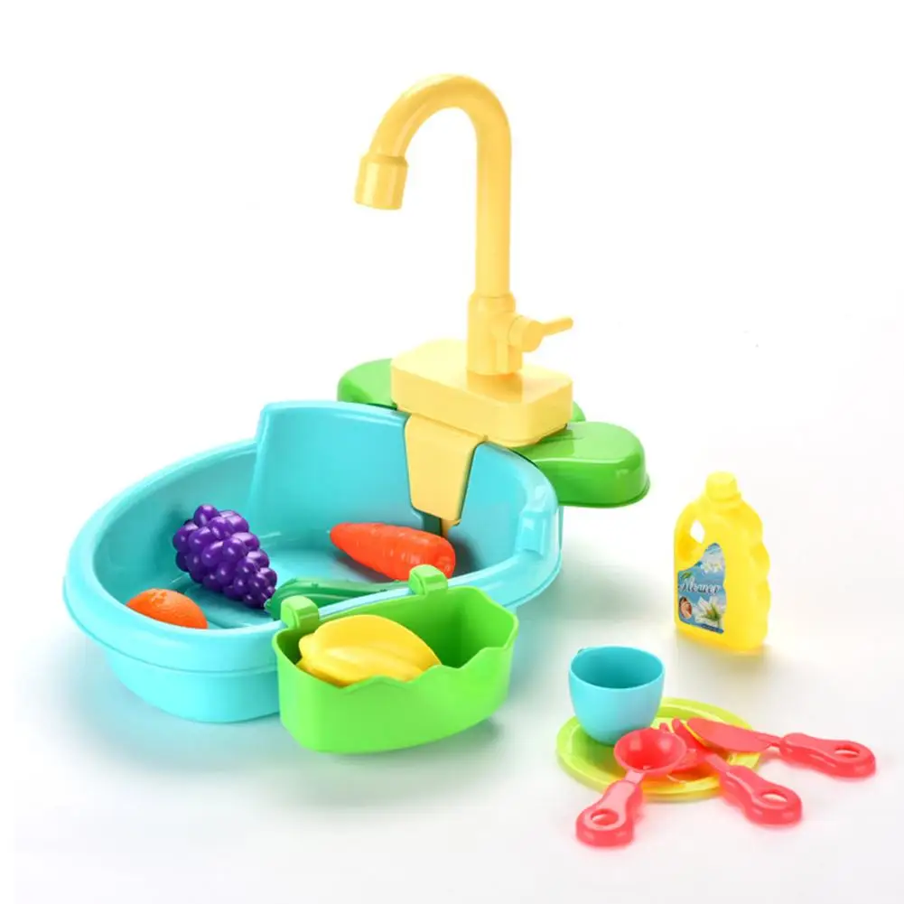 

Children Simulation Kitchen Sink Toys Set With Automatic Water Cycle System Play House Kitchen Toys Set