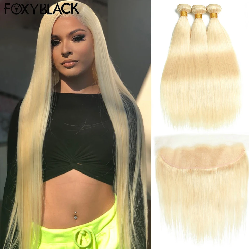 

613 Straight Blonde 13x4 Lace Frontal Frontal Human Hair Brazilian Remy Hair With 10-30 Inch Weaves Bundles Hair Body wave