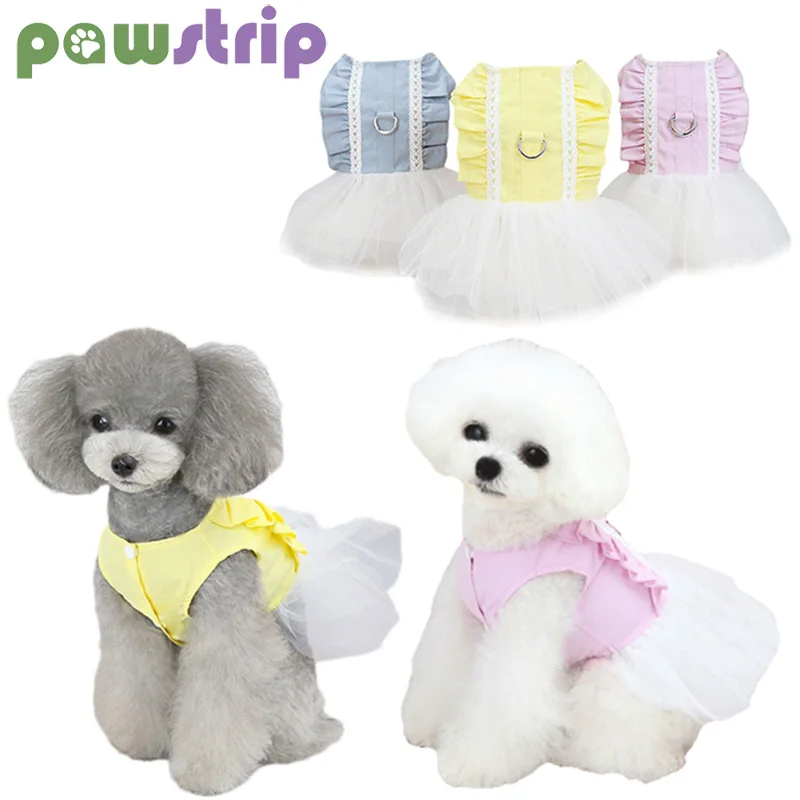 

Spring Summer Dog Dress Cute Pet Denim Mesh Skirt for Small Dogs Cat Elegant Princess Dress Chihuahua Hiromi Custume Pet Clothes