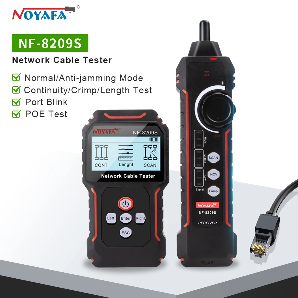 noyafa New NF-8209S LCD Network Cable Tester Wire Tracker PoECurrent  Length cabl RJ45 Cable Tracker multifunctional tester Tool