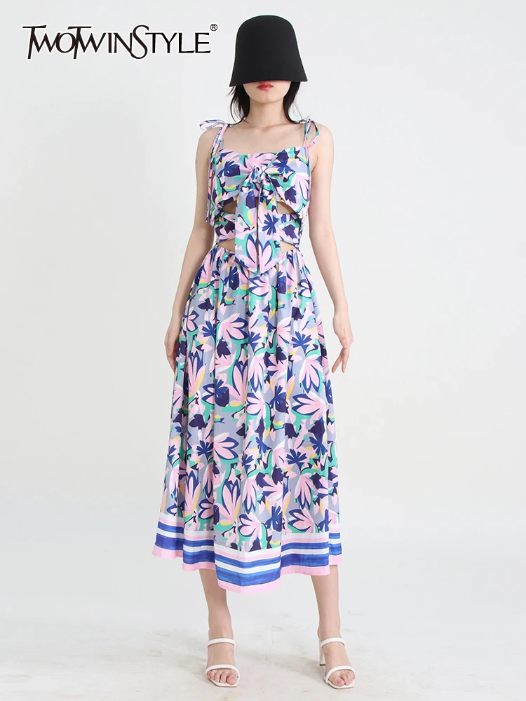 

Женское платье с принтом twotwin2, летнее платье с квадратным воротником без рукавов с высокой талией и открытой спиной