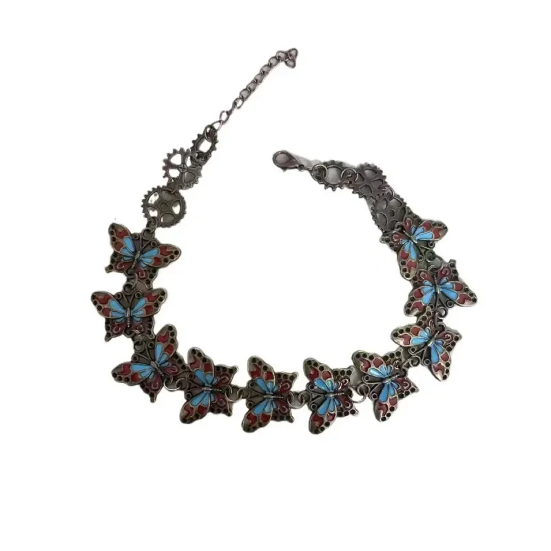 Женское металлическое ожерелье с подвеской в виде бабочки