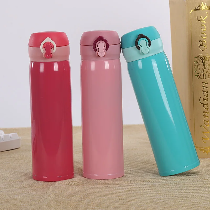 

500ml Thermos Bottle Stainless Steel Vacuum Flask Insulated Water Cup Bounce Lid Car Travel Drink Bottle Thermo Bottle Gifts