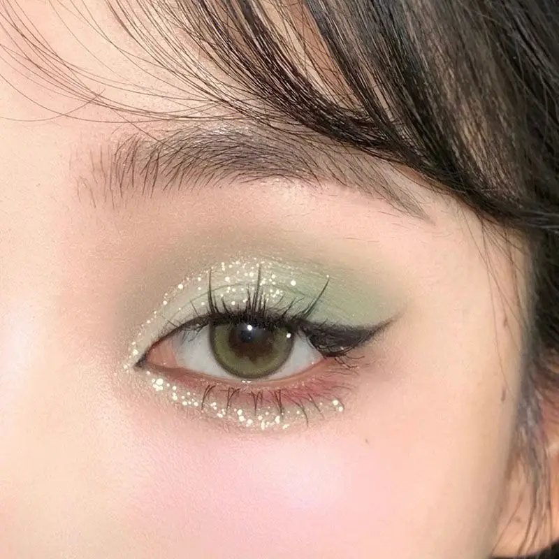 

Eye Shadow 4 Color Palette Olive Green Blue Pearly Matte Eye Glitter Low Saturation Grey Powder Matte Eye Makeup Cosmetics