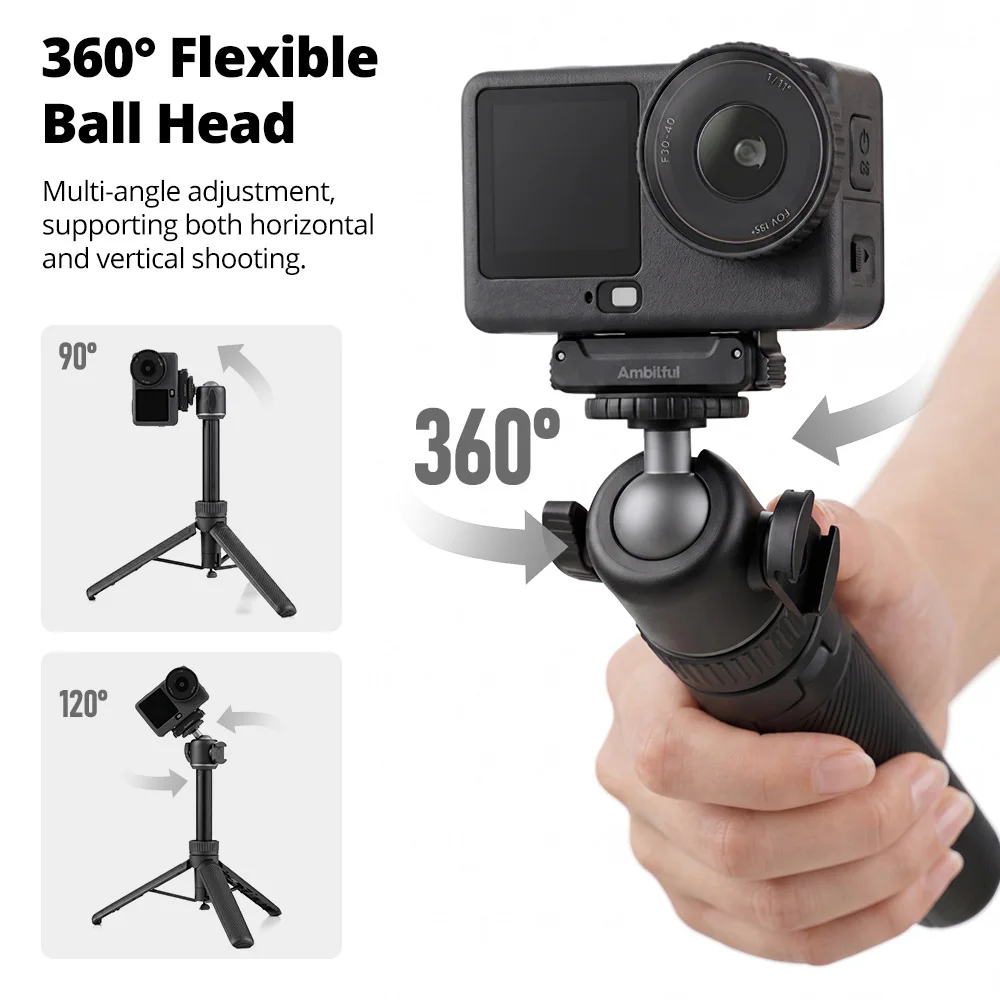 Штатив-монопод Ambitful UQ06 с быстрым креплением для DJI Pocket 4P43, Action 65 Pro4, YingShi Ace Pro 2, Mini Mounts для телефонов (art.: 3920dcbc46e42) - 3920dcbc46e42