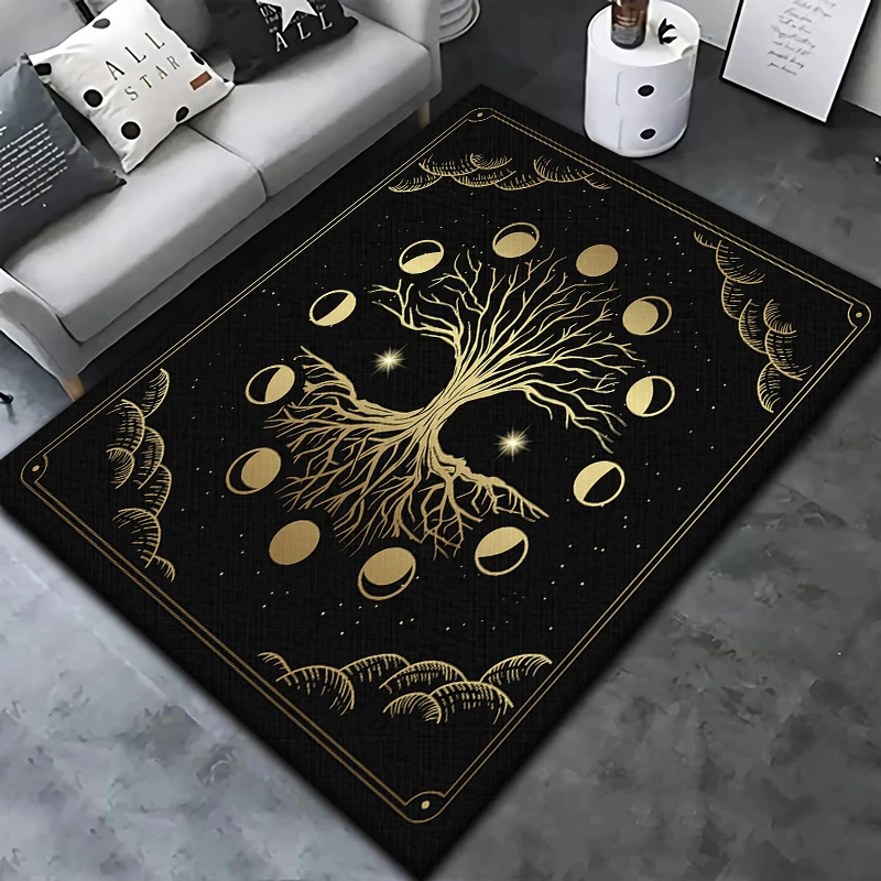 

Mysterious Element Black Area carpet,Kitchen floor mat，Living room balcony decoration carpet,Boy anti-skid solid floor mat decor