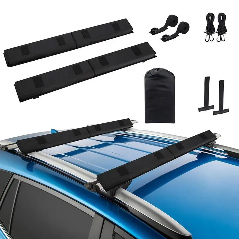 Roof Rack Pads Space Saving Roof Luggage Rack Crossbar Pad With Tie-downs Stern Lines Included Carries Canoes Surfboards