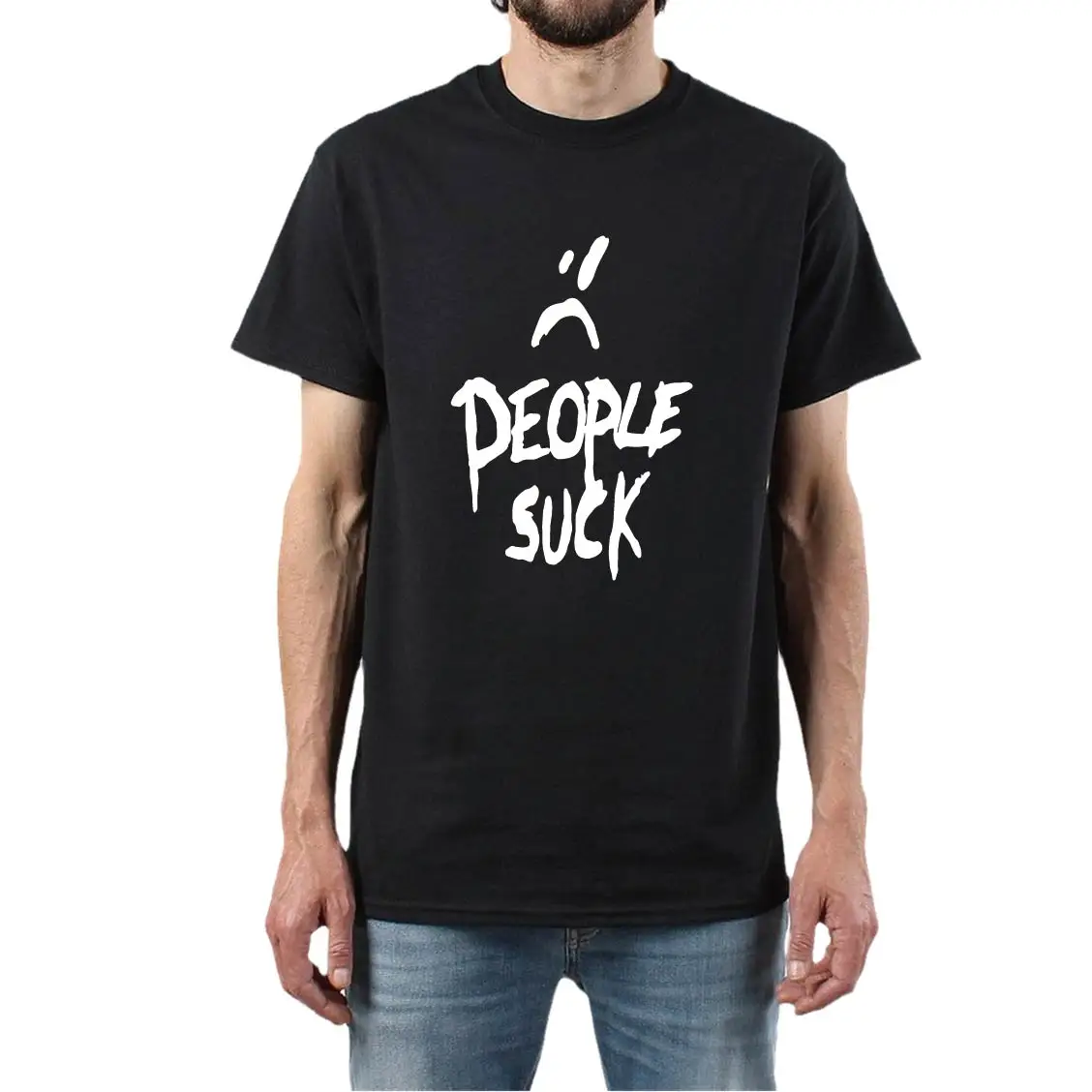 

People Suck Men's T-Shirt Funny Summer Shirt Letter Printed Pattern Creative Graphic Tees 100% Cotton Gift For Male Tee