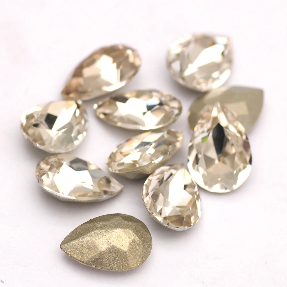 10 шт. 7x10 мм грушевидные Кристальные блестящие стеклянные стразы разных цветов