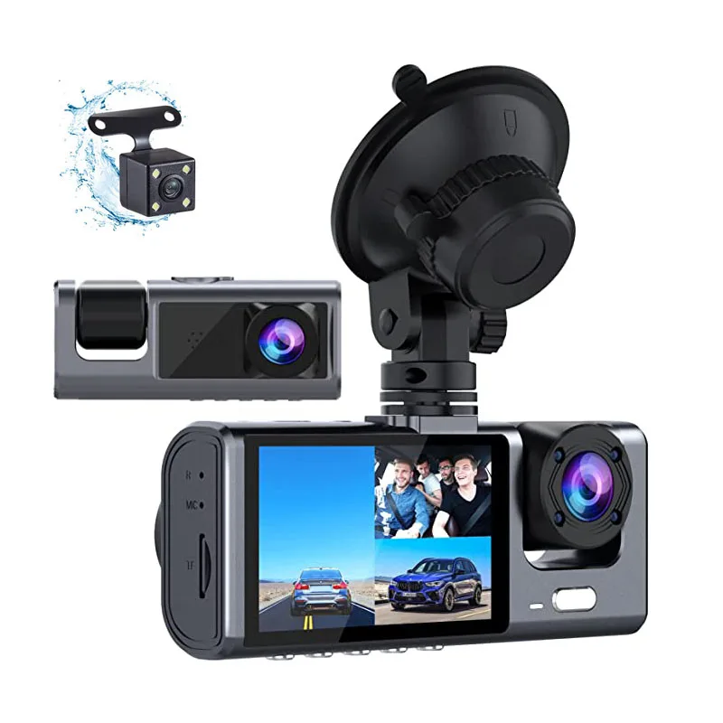 

3 Channel Dash Cam for Car Camera Video Recorder Dashcam DVRs Black Box Dual Lens DVR with Rear View Camera 24H Parking Monitor