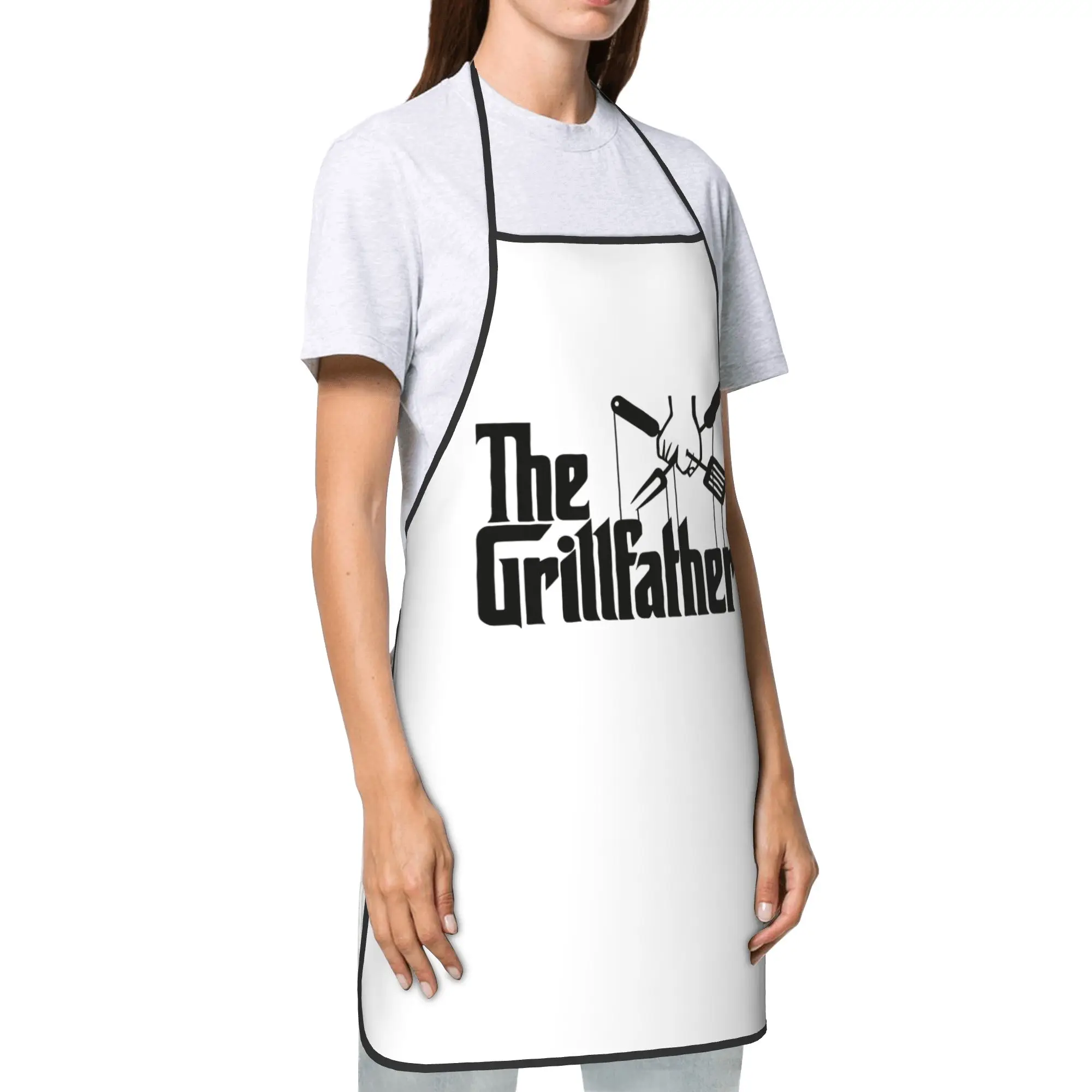Фото Забавный фартук The Grillfather для гриль-шефа, водонепроницаемый, из полиэстера, для папы-барбекюшиста, кухонный фартук унисекс для взрослых, тонкий, для салона №2