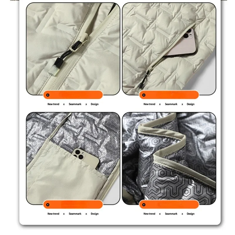 Мужской белый графитовый самонагревающийся пуховик