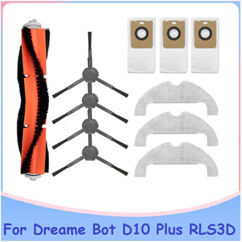 

11Pcs Washable Main Side Brush Dust Bag Mop Cloth Replacement For Xiaomi Dreame Bot D10 Plus RLS3D Robot Vacuum Cleaner