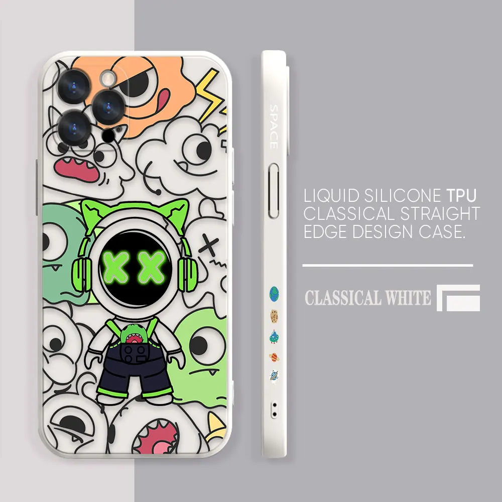 Case For Apple iPhone 14 13 12 11 Pro XS Max Mini X XR SE 7 8 6S Plus Case Funda Cqoue Shell Capa Astronaut FALL INTO THE GALAXY