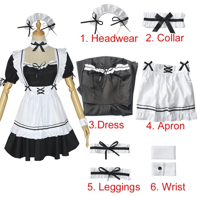 

Anime Miracle Nikki Cafe Maid Cosplay Dress Halloween Carnival Costume For Woman Loli Size S-XXXL