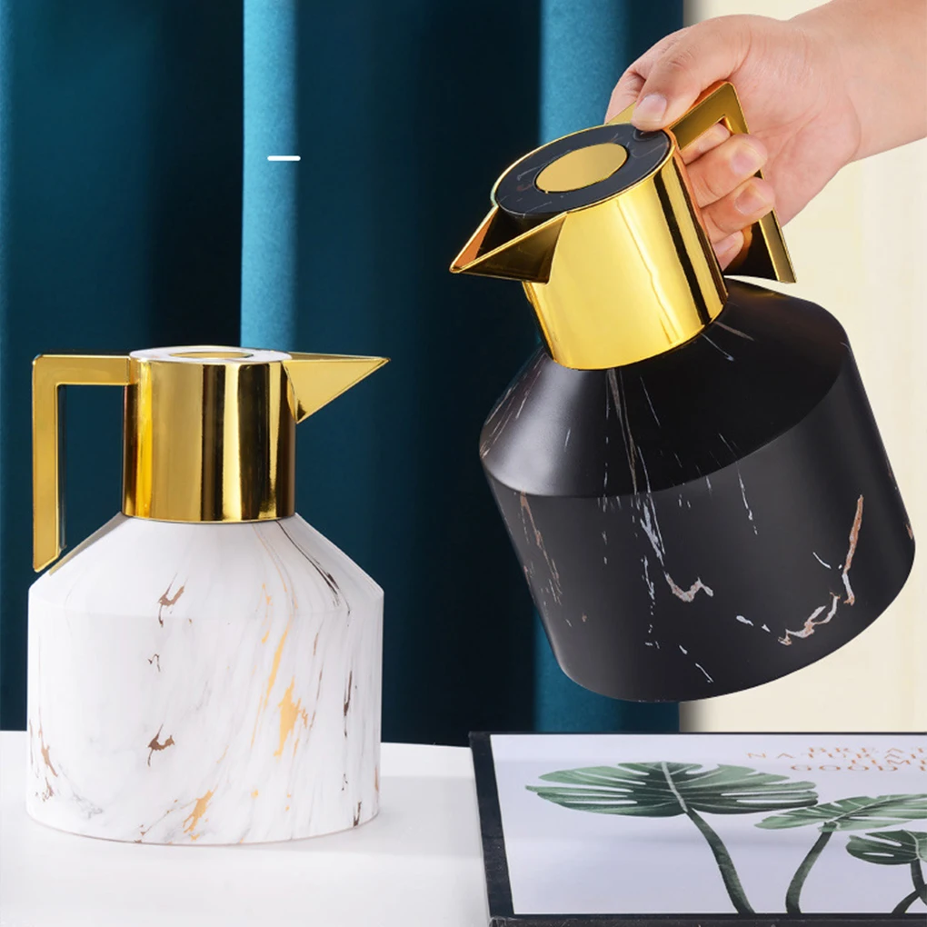 

Теплоизоляционный горшок из нержавеющей двухслойной вакуумной фляги чай кофе большой чайник домашнее настольное украшение белый 1 л