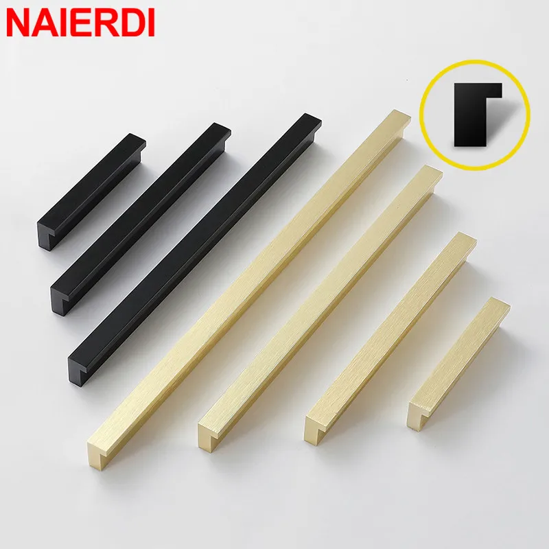 

NAIERDI 600mm T Bar Long Cabinet Handles Black Gold Aluminum Alloy Kitchen Cupboard Pulls Furniture Handle Drawer Knobs Hardware