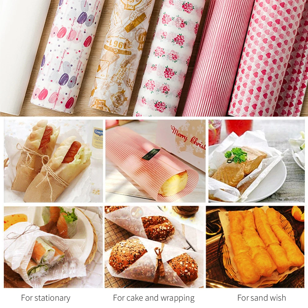 

10/50Pcs Wax Paper Food Wrappers Wrapping Paper Food Grade Grease Paper For Bread Sandwich Burger Fries Oilpaper Baking Tools