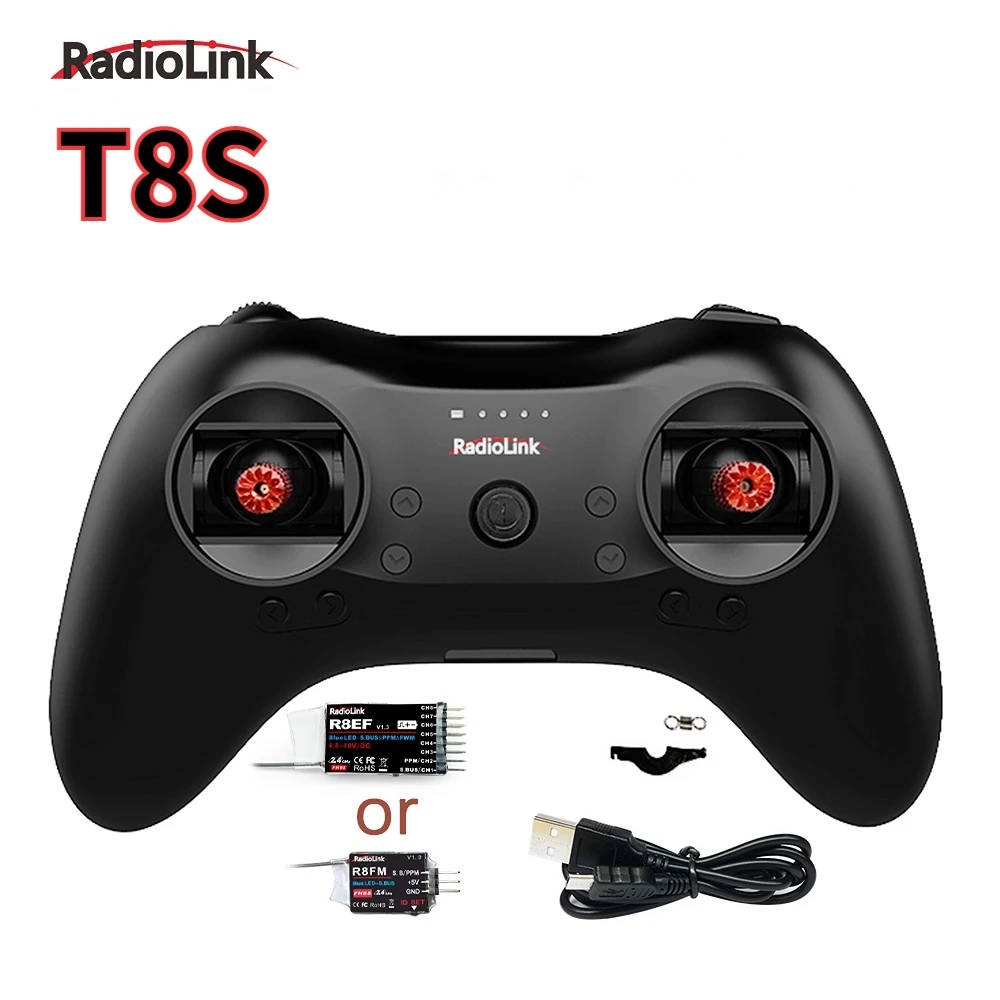 Radiolink T8S 2.4G 8 Channel Radio Remote Transmitter with Receiver R8EF Game Shape Controller 2000m for FPV Drone RC Aircraft