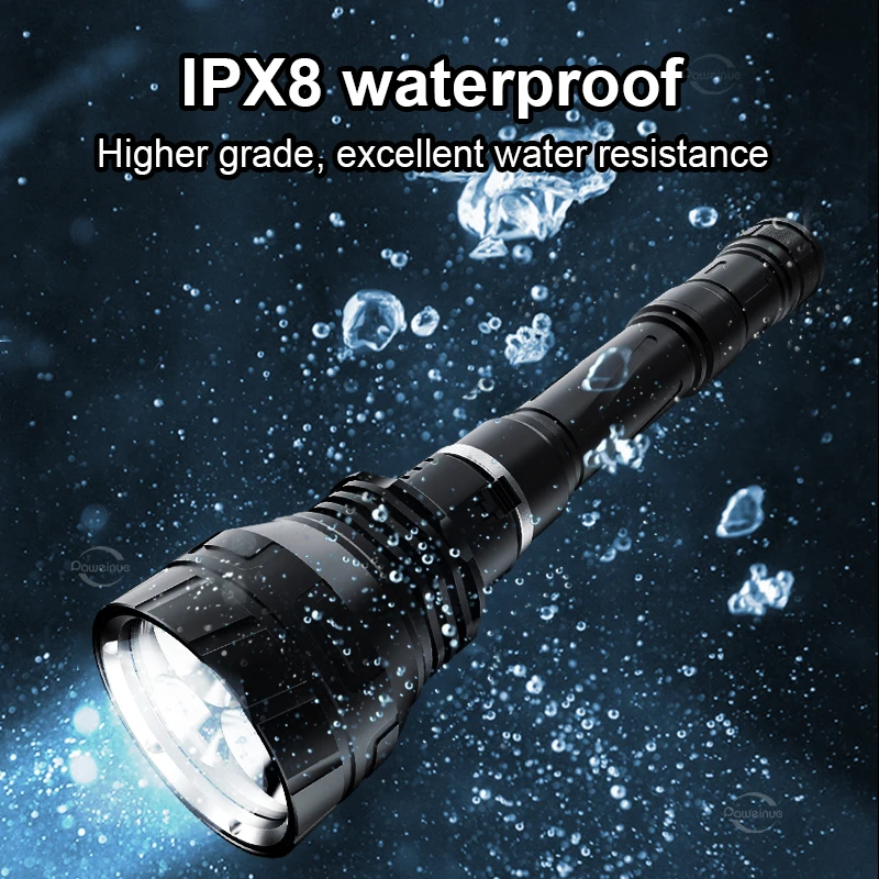Фото Новый профессиональный подводный фонарь 3*XHP 360 LED для дайвинга, дальность 1000 м, сверхъяркий, для подводного освещения №1