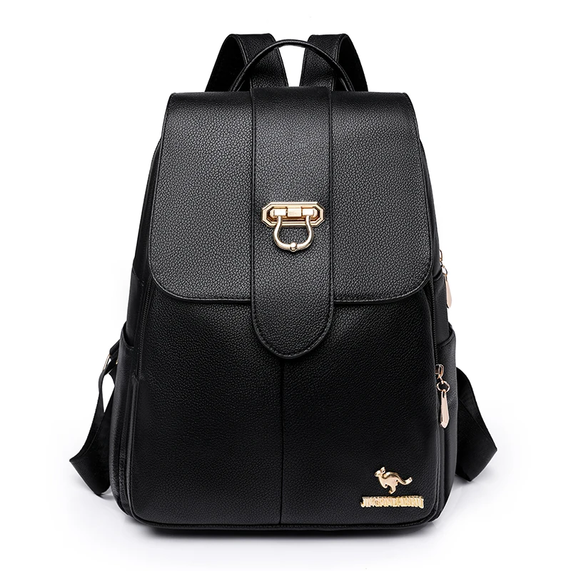 

2023 New PU Leather Women Backpack Solid Color Designer Light Travel Bagpacks Fashion School Bags Casual Ladies Shoulder Bags
