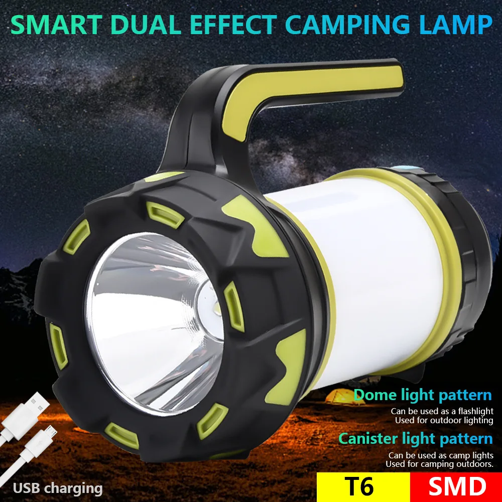

Powderful USB Charging Double Effect T6 Wicks Outdoor Camping Lamp Multiple Charging Devices Waterproof Switch Multi Hook Lamp