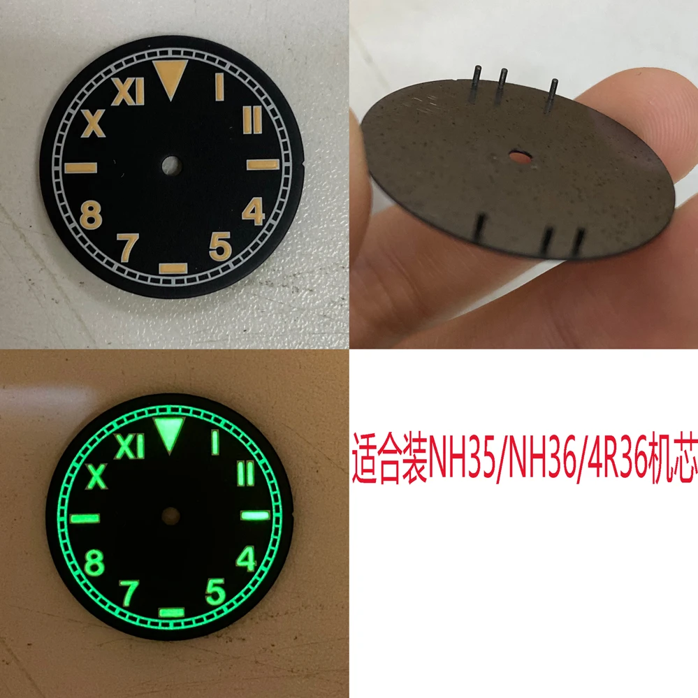 

Аксессуары для часов без этикетки, циферблат 28,5 мм с зеленым свечением для движения NH35A/NH36 и 4R36