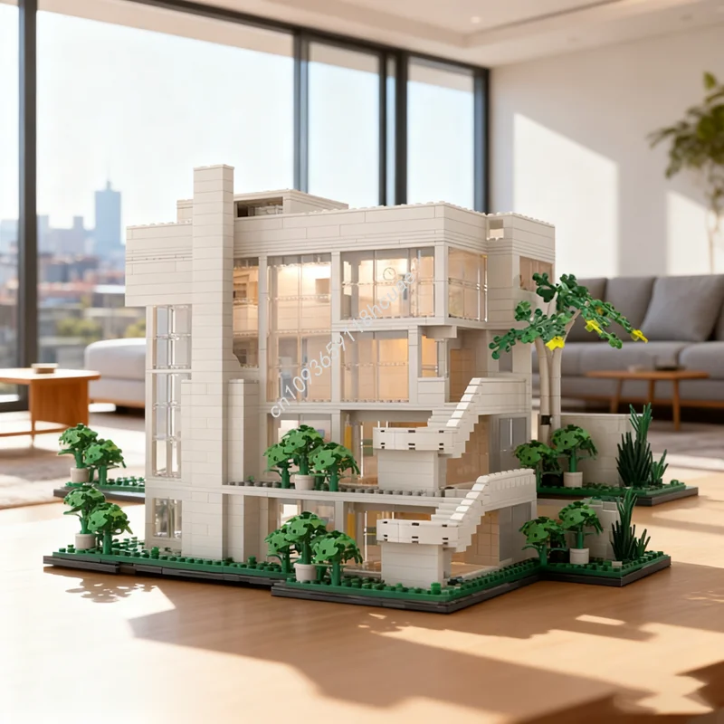 Фото 2859 шт. MOC Smith House Richard Meier, модульная модель, строительные блоки, архитектура, сделай сам, рождественские подарки, идея, игрушки, образовательный кирпич №1