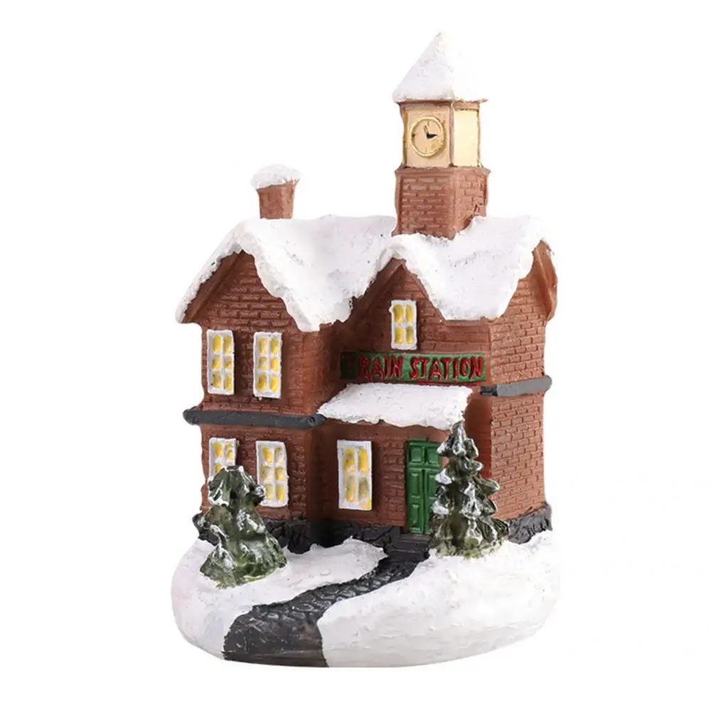 

Excellent Christmas House Attractive 9 Styles LED Miniature House Statues Christmas Ornaments Miniature Statues