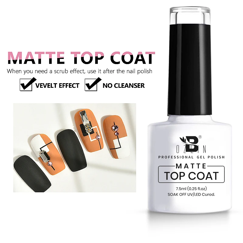 

BOZLIN 7.5ML Matte Top Coat Transparent Soak Off LED UV Gel Nail Polish Varnish Function Gel Long Lasting Manicure No Wipe Top