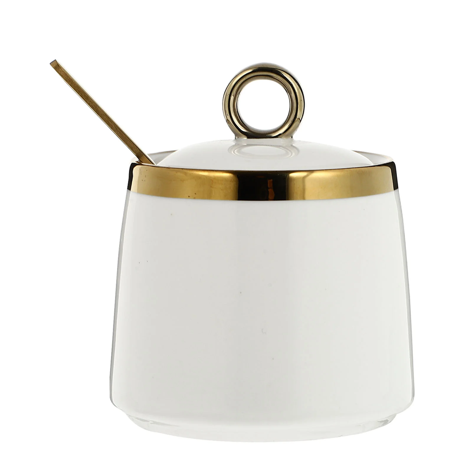 

Seasoning Ceramic Sugar Jar Condiment Storage Bowl Pot Bottle Container Salt Pots Spoon Lid Rim Gold Box Jars Bowls Shaker Cruet