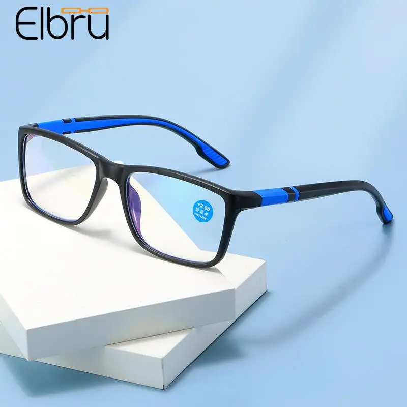 

Elbru TR90 Sports Anti Blue Light Reading Glasses Women Men Anti-blue Light Computer Presbyopia Hyperopia Optical Eyeglasses+1+4