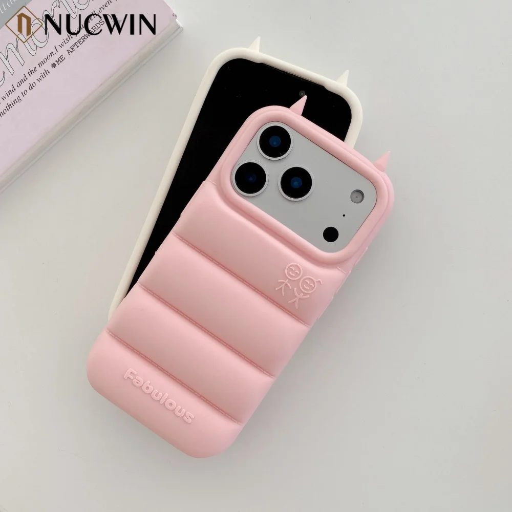 Фото Забавный 3D-чехол с рогами дьявола для iPhone 17 Pro Max 16 15 14 13 12 Pro Max 16Plus 16E – милый, противоударный, мягкий чехол №3