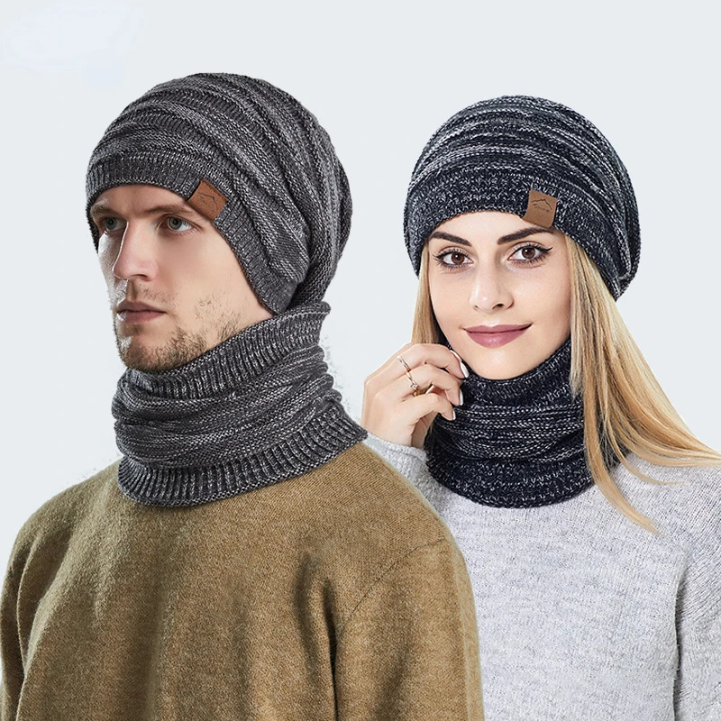 

NY Brand Knitted Hat Warm Wool Hat Thickened Lady Autumn Winter Couple Outdoor Mountaineering Men Neck Pullover Hat Gift