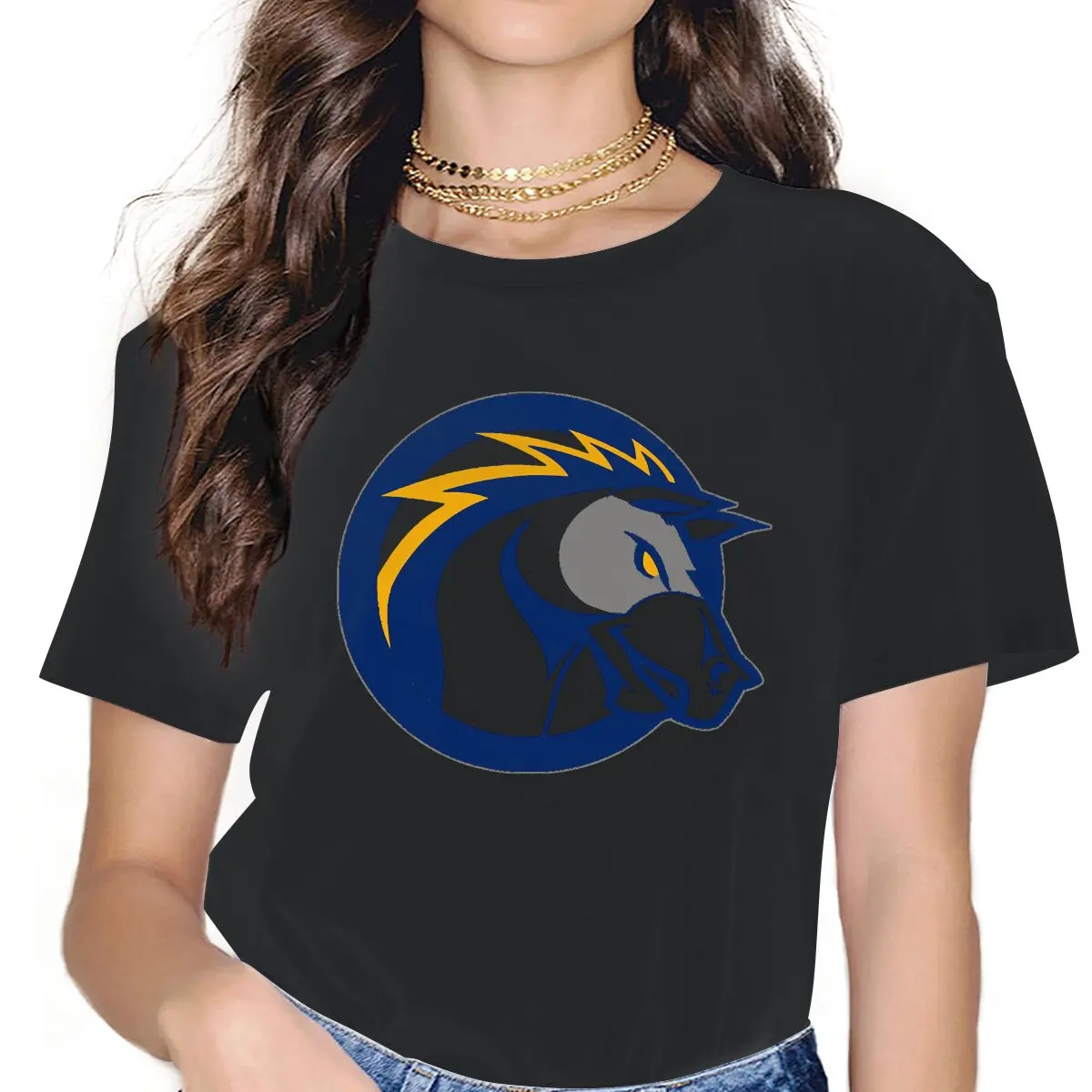 

Briar Cliff Chargers Women T Shirt Horse Riding Lover Sport Casual Tee Short Sleeve Crewneck T-Shirt 100% Cotton Gift Idea