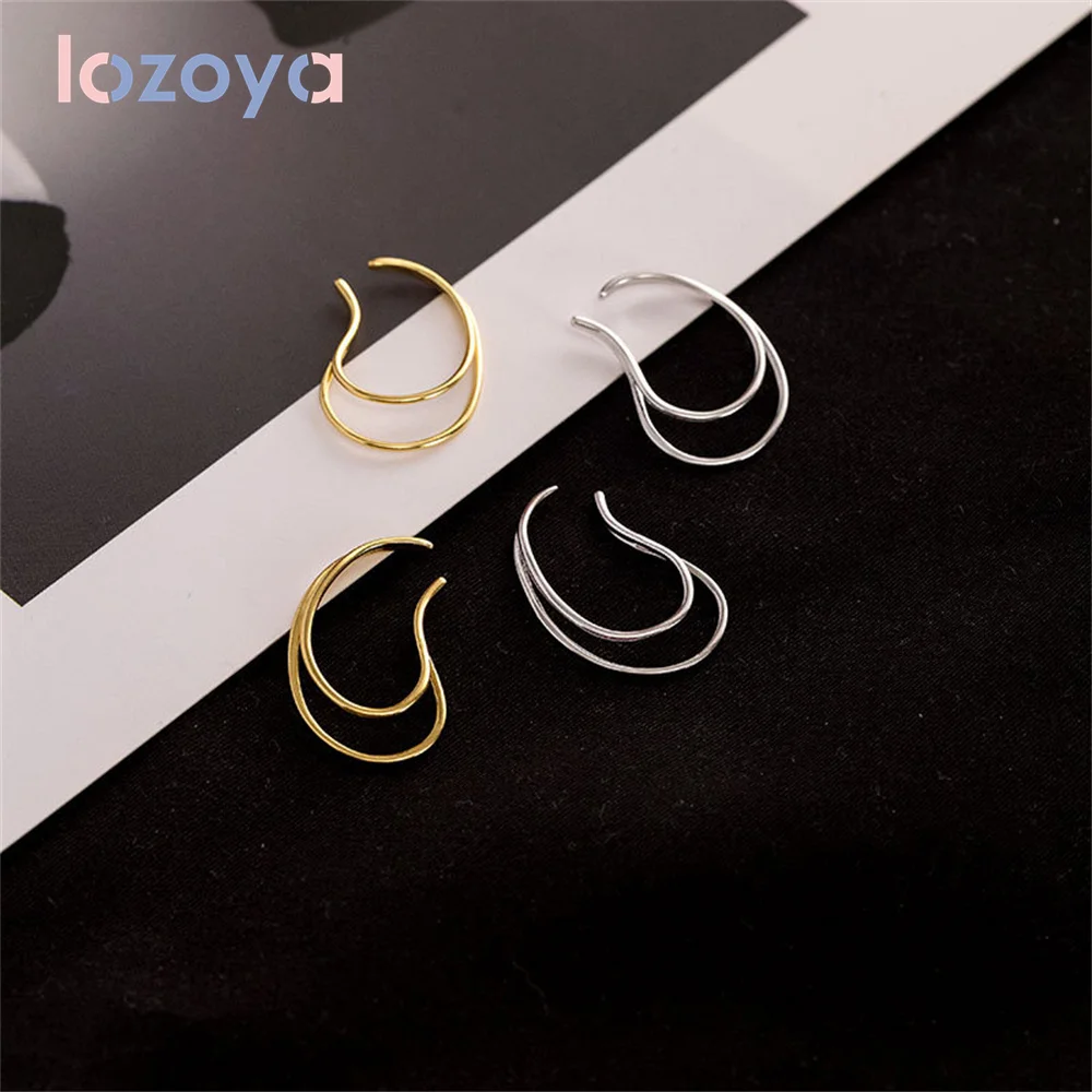 

Lozoya Earrings 925 Sterling Silver Original Simple Ear Hooks New Trendy Niche Design No Pierced Ear Clips Luxury Jewelry