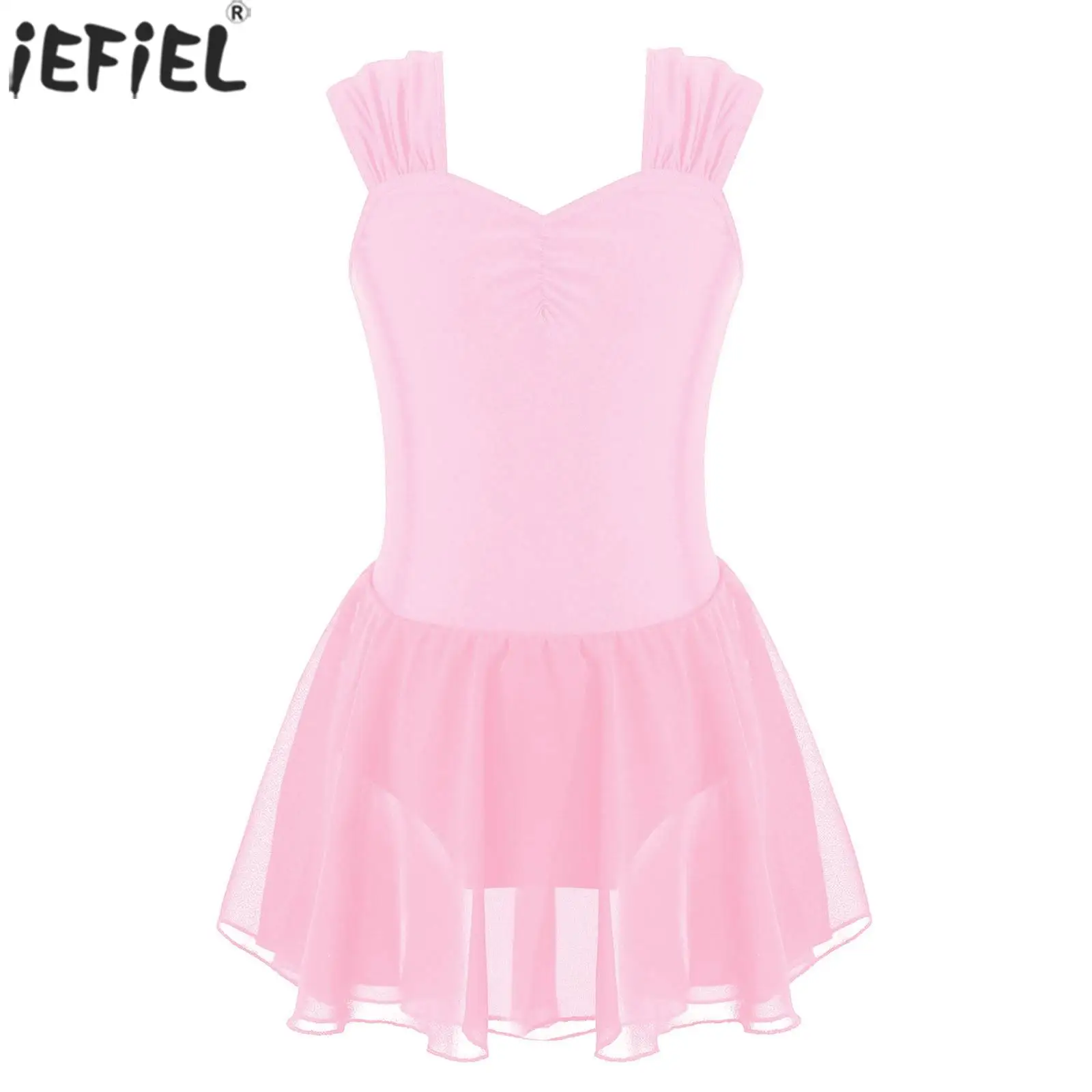 

Kids Girls Ballet Dance Dress Sleeveless Mesh Tulle Gymnastic Leotard Skating Stage Performance Costumes Ballerina Dancewear