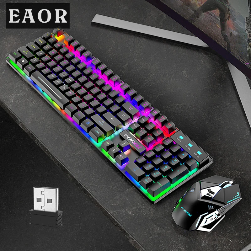 

Беспроводная игровая клавиатура EAOR с RGB-подсветкой, 2,4 ГГц