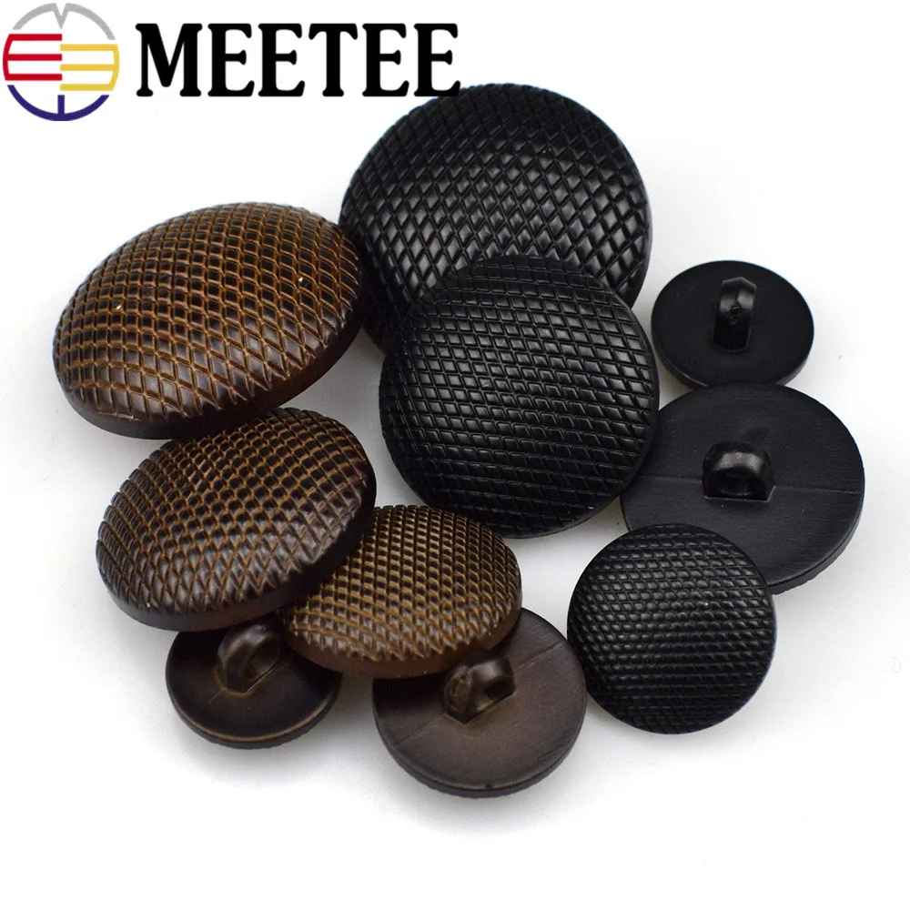 

50Pcs 15-30mm Plastic Resin Buttons Imitation Leather Shank Fastener DIY Suit Coat Clothes Decoration Button Sewing Accessories