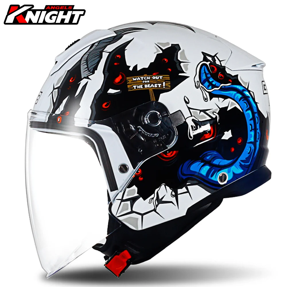 

Motorcycle Helmet Casco Moto Four Seasons Motorbike Open Face Helmet Dual Lens ECE DOT Motocross Racing Helmet Graffiti Style