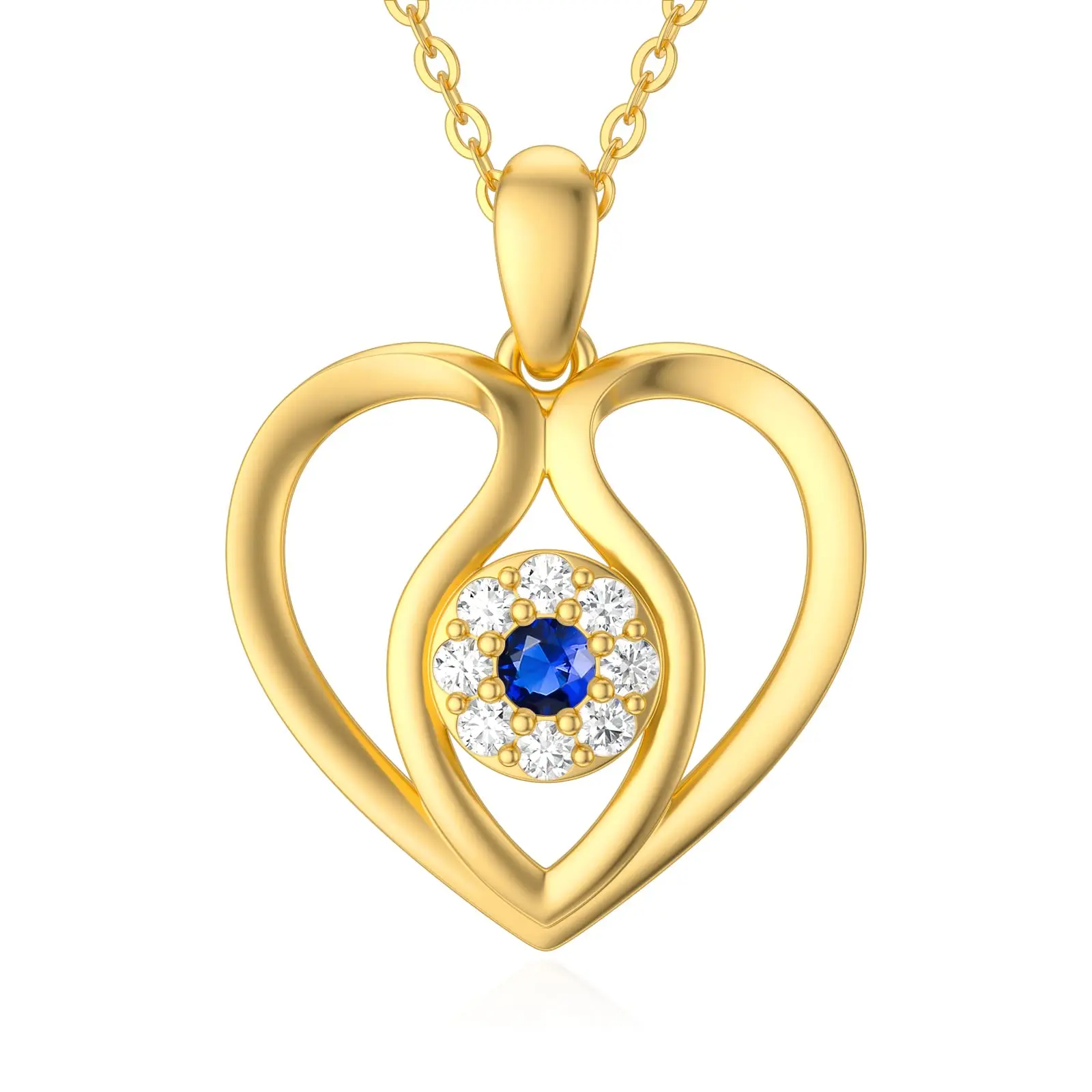 

YFN 14K Real Gold Heart Necklace for Women Yellow Gold Love Pendant Necklace Cubic Zirconia Heart Jewerly Gifts for Birthday