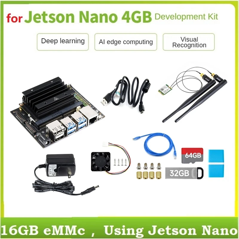 

Макетный комплект для Jetson Nano 4G + 7-дюймовый IPS экран + камера + сетевой кабель + 32G USB-накопитель + 64G SD-карта + ридер + питание